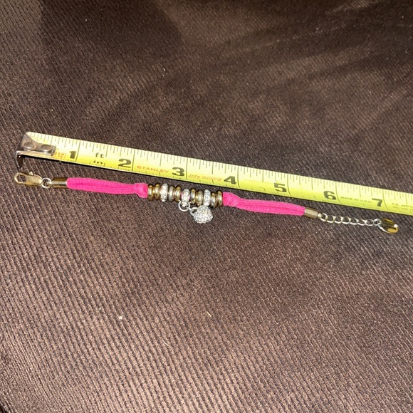Pink cord and gold juicy couture bracelet with heart charm - Picture 5 of 5